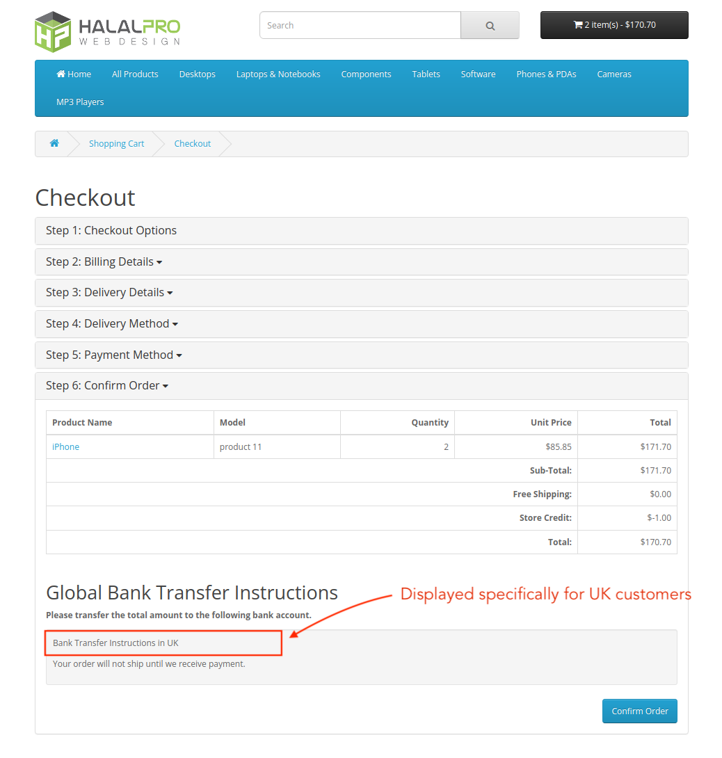 global-payment-information-on-opencart-checkout-page
